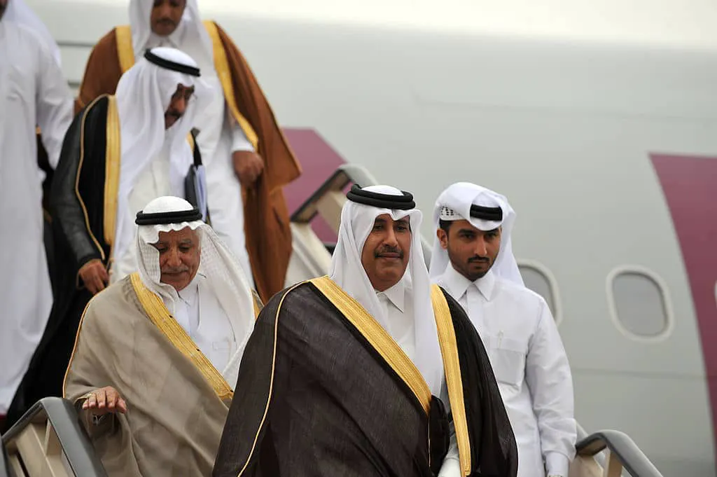Sheikh Hamad bin Jassem bin Jabr al-Thani arrives in Riyadh, 2011 (photo: Getty)